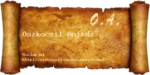 Oszkocsil Anikó névjegykártya